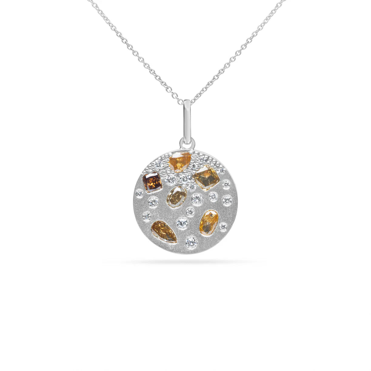 Fancy Diamond Confetti Disc Necklace