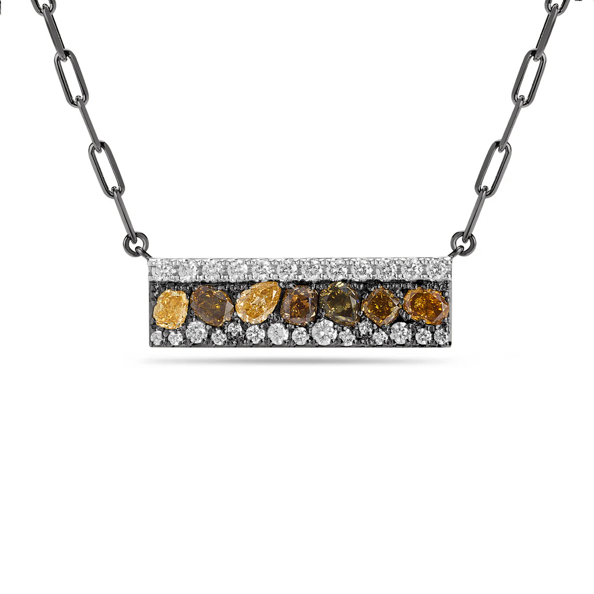 Fancy Diamond Pave Confetti Bar Necklace