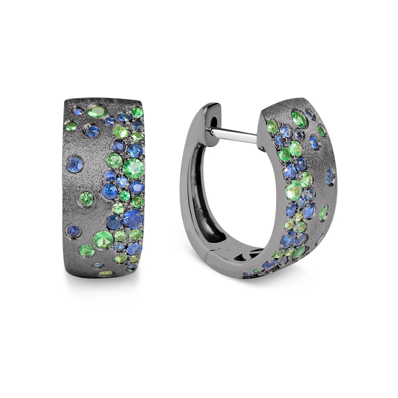 Sapphire & Tsavorite Huggie Earring