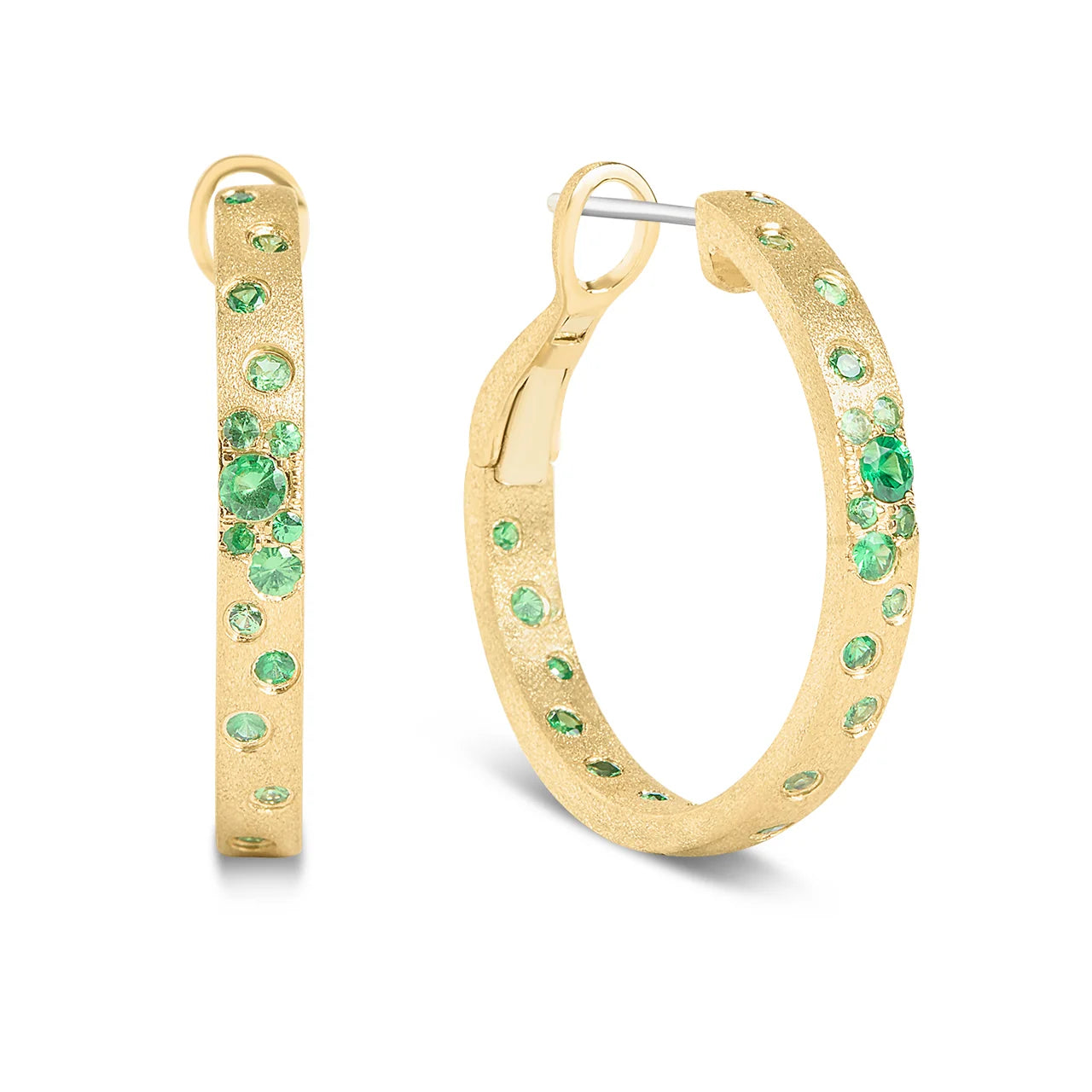 Tsavorite Confetti Round Hoop Earring