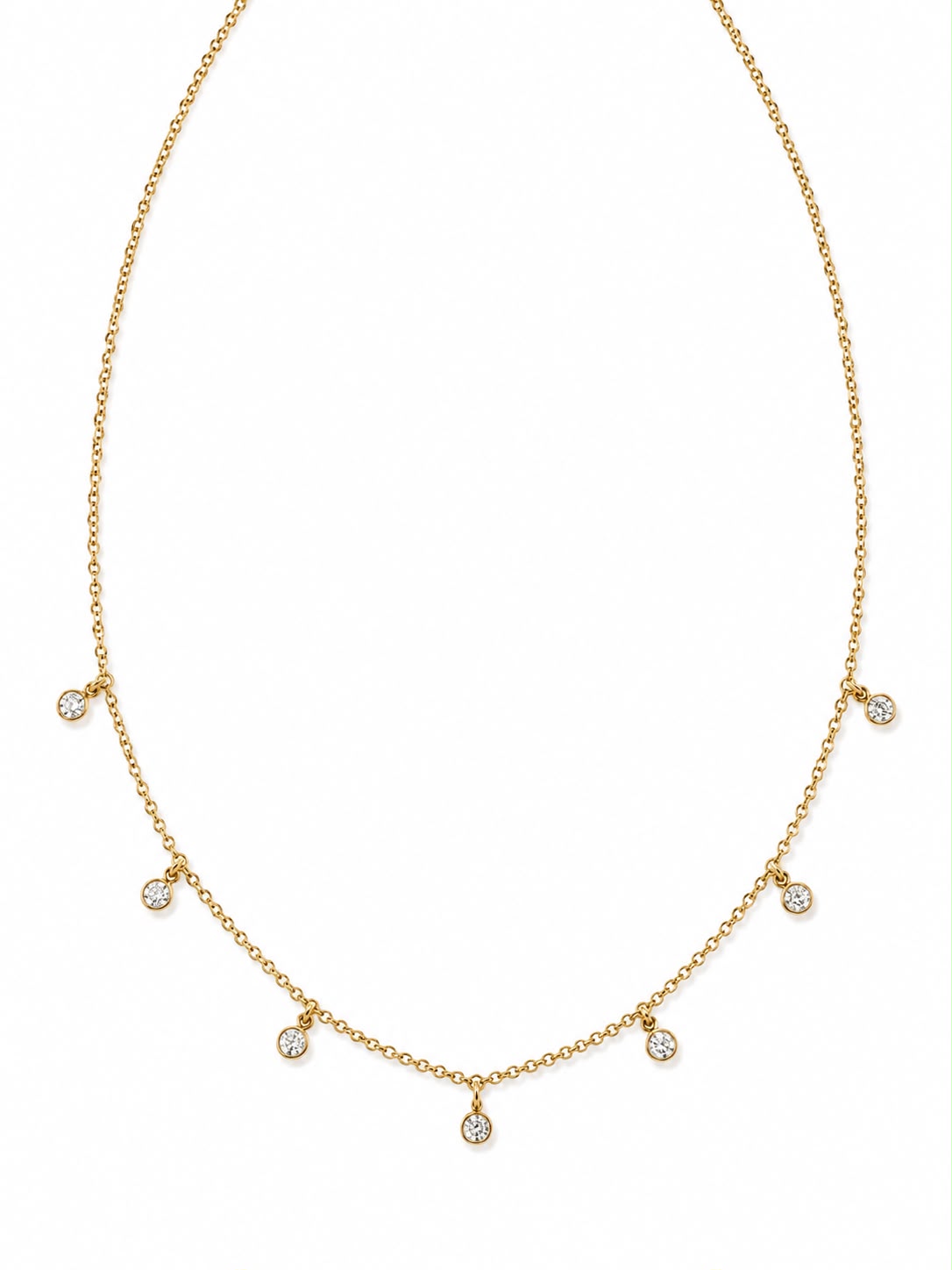 14K Yellow Gold Necklace with 7 Diamonds