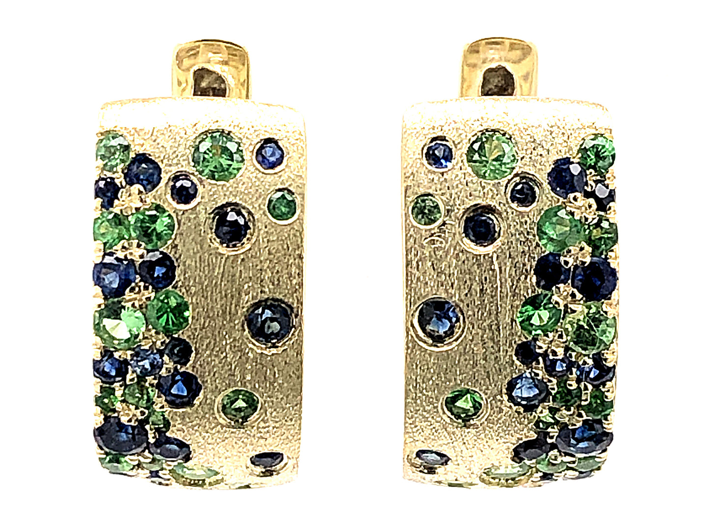 Sapphire & Tsavorite Huggie Earring