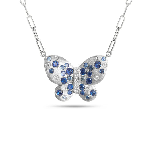 Sapphire & Diamond Confetti Butterfly Necklace
