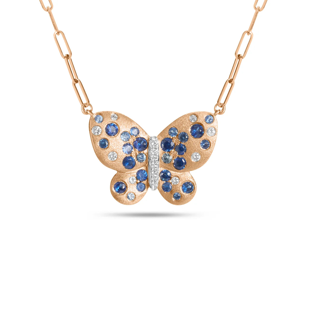 Sapphire & Diamond Confetti Butterfly Necklace