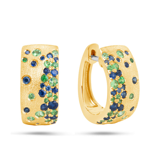 Sapphire & Tsavorite Huggie Earring