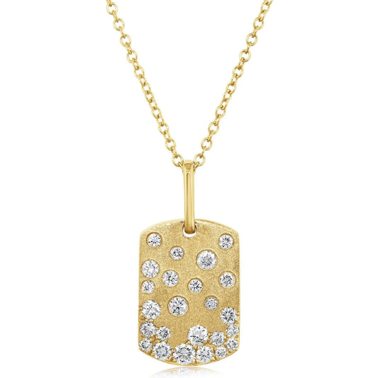 Diamond Confetti Dog Tag Pendant Necklace