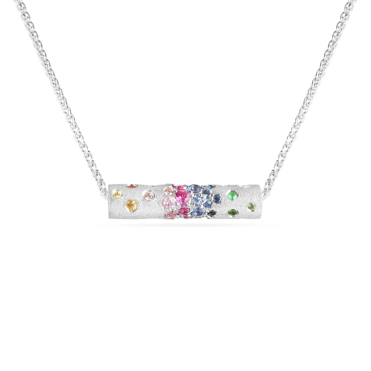 Rainbow Sapphire Confetti Cylinder Spinner Necklace