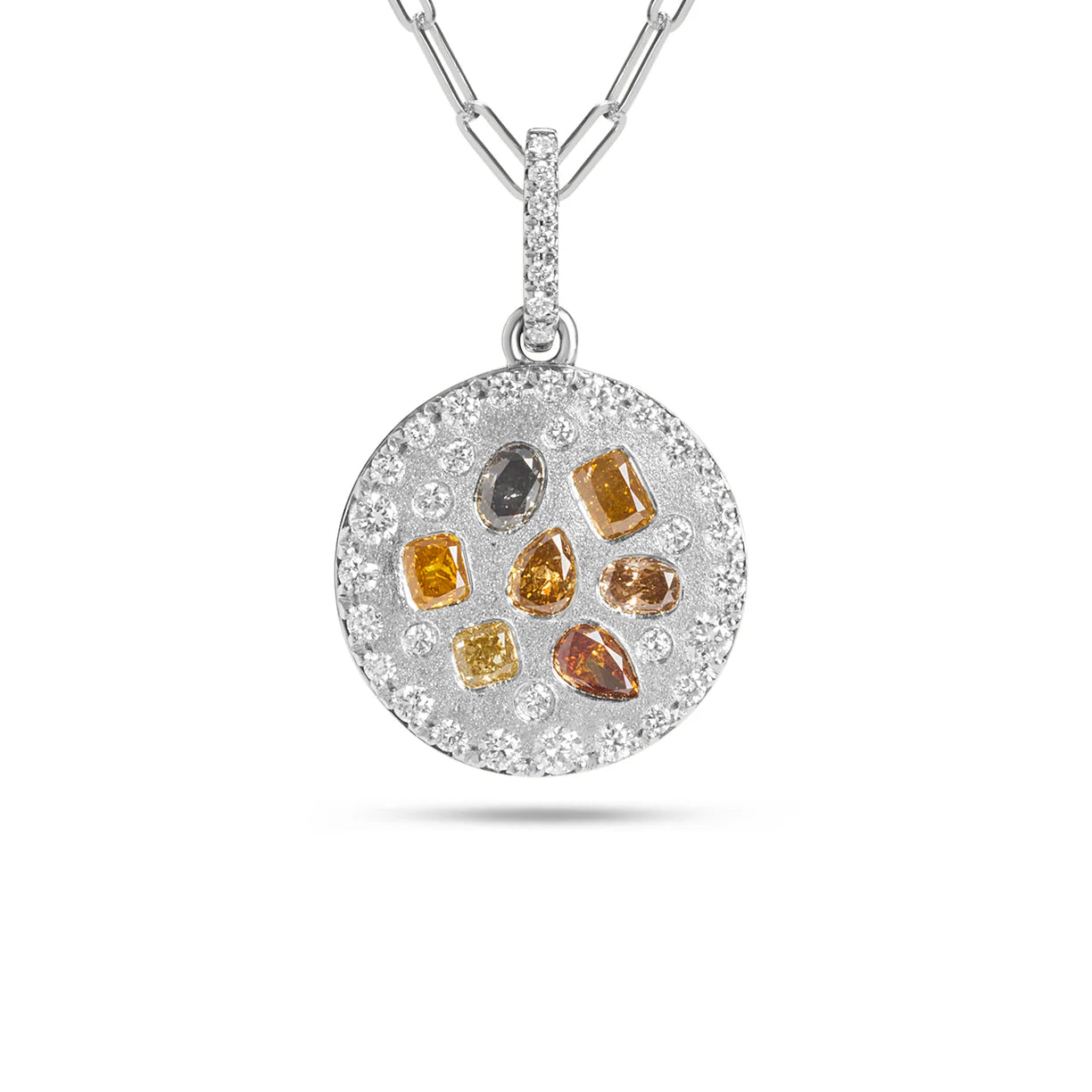 Fancy Diamond Confetti Scatter Disc Necklace