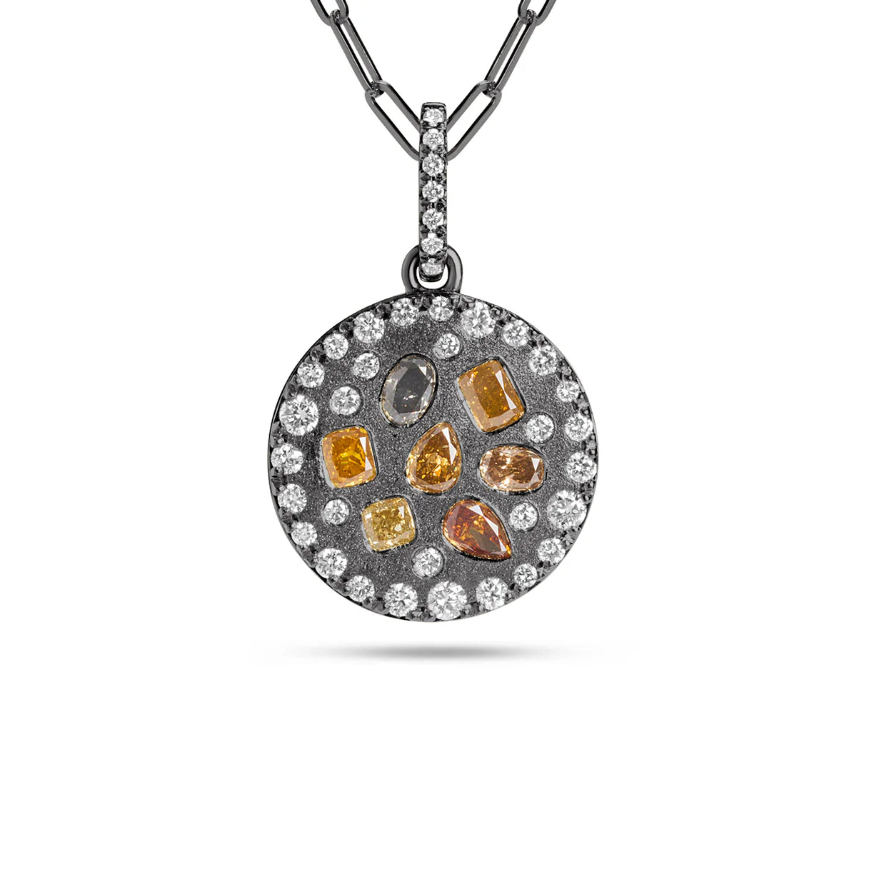 Fancy Diamond Confetti Scatter Disc Necklace