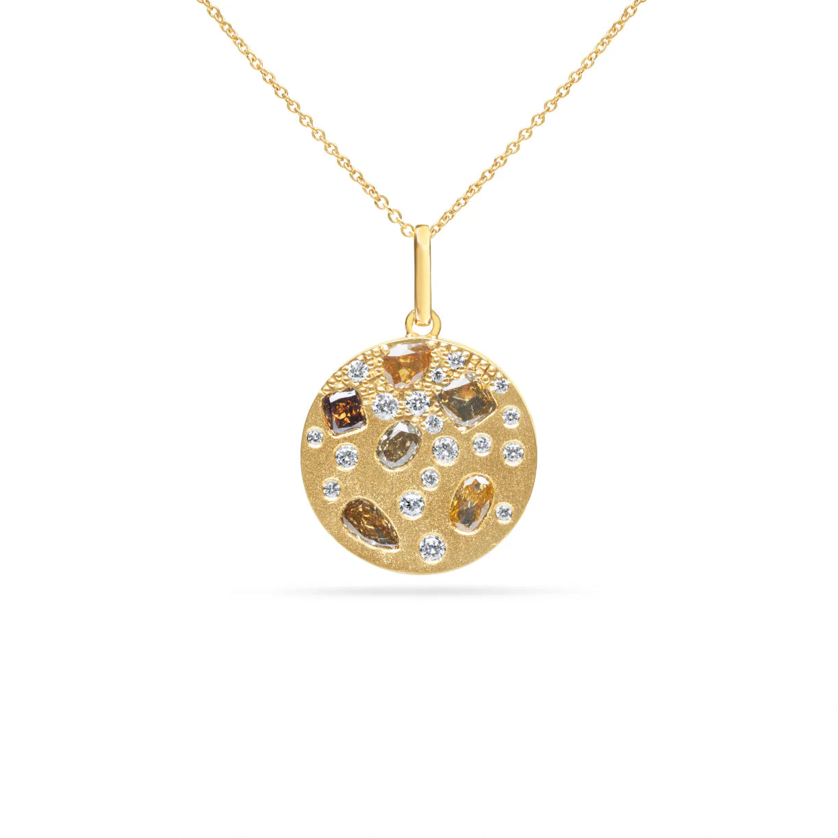 Fancy Diamond Confetti Disc Necklace