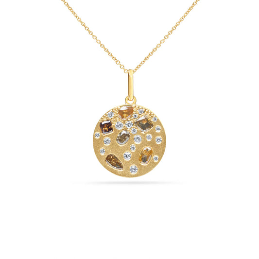 Fancy Diamond Confetti Disc Necklace