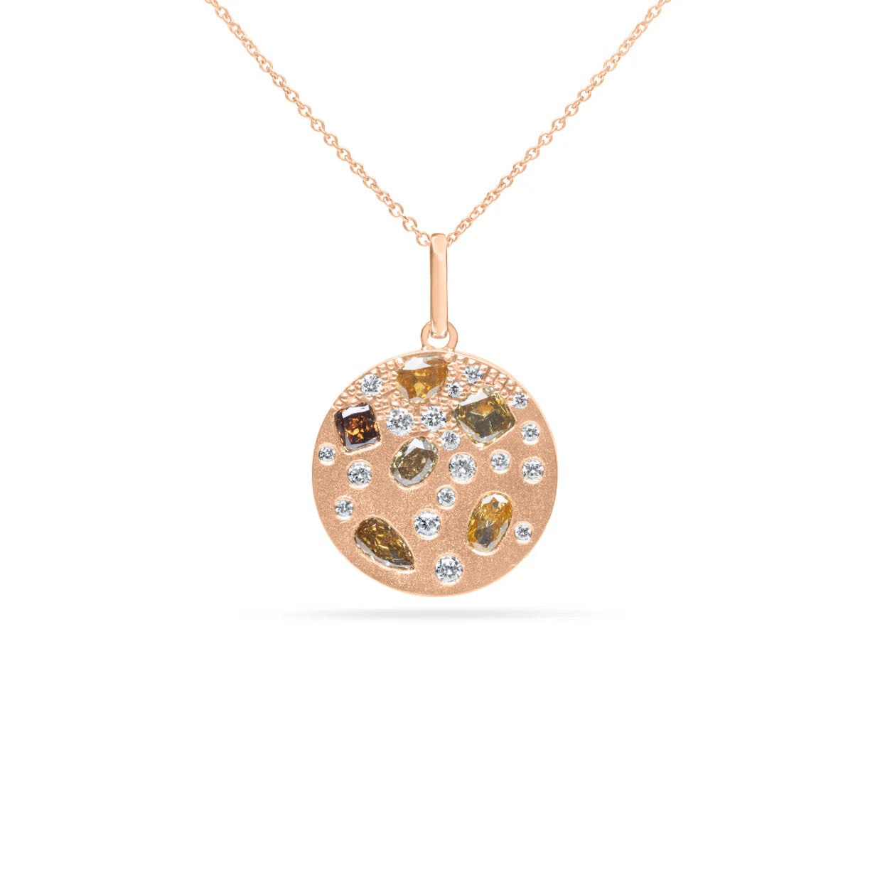Fancy Diamond Confetti Disc Necklace