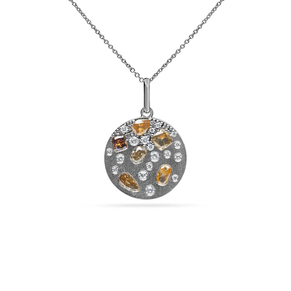 Fancy Diamond Confetti Disc Necklace