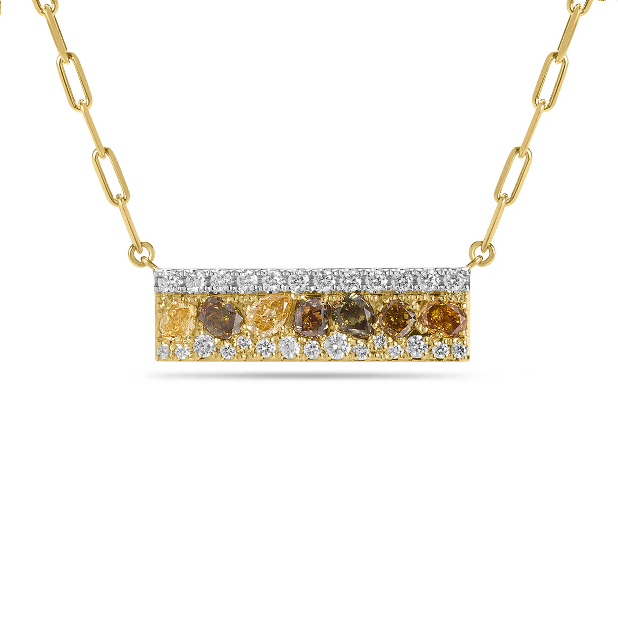 Fancy Diamond Pave Confetti Bar Necklace