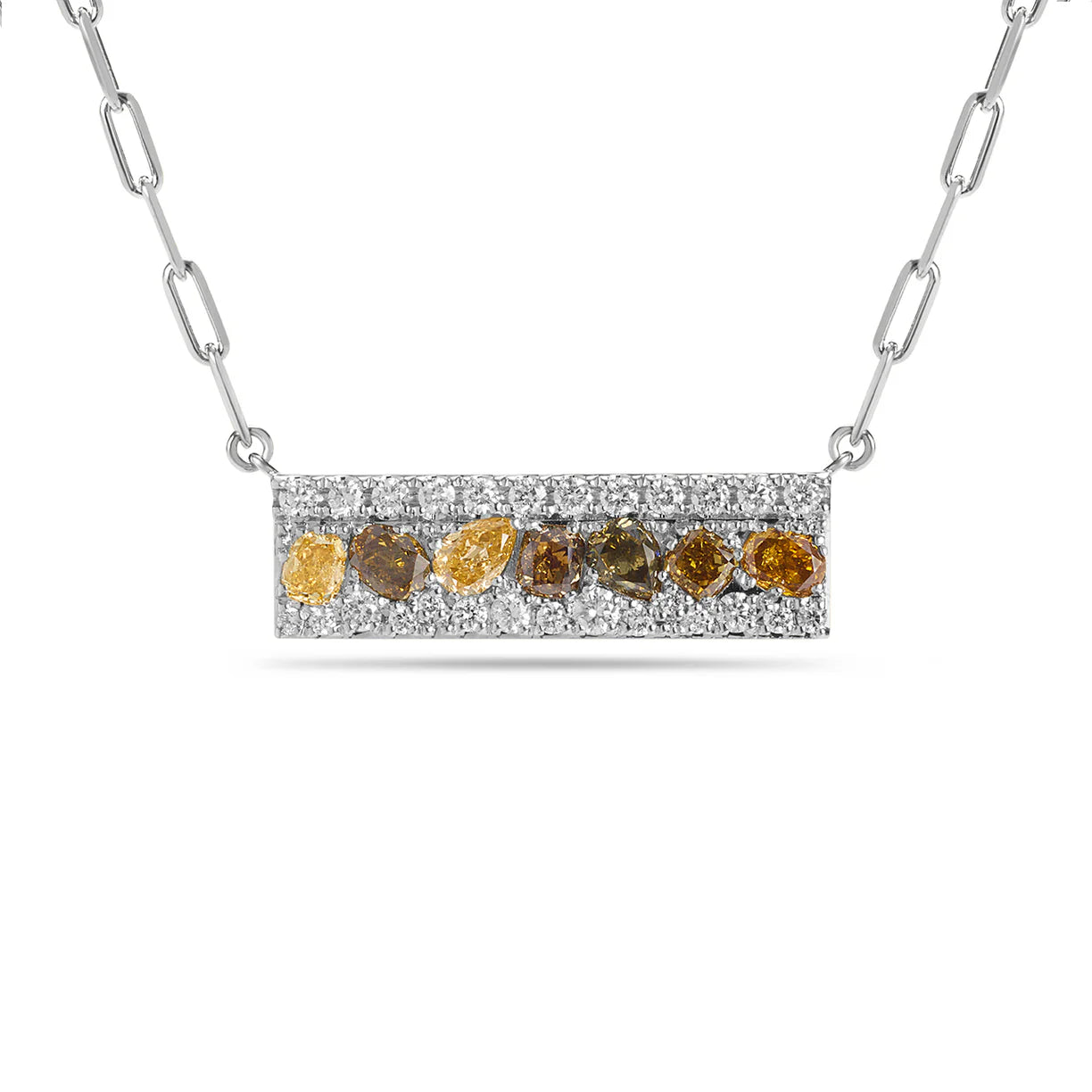 Fancy Diamond Pave Confetti Bar Necklace