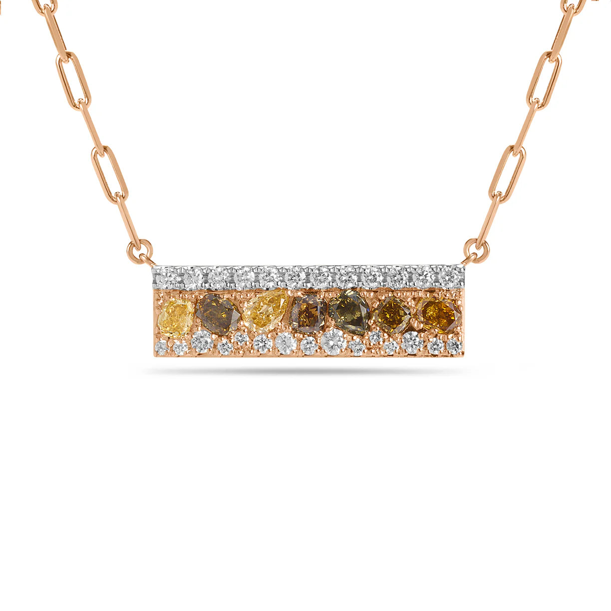 Fancy Diamond Pave Confetti Bar Necklace