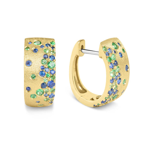 Sapphire & Tsavorite Huggie Earring