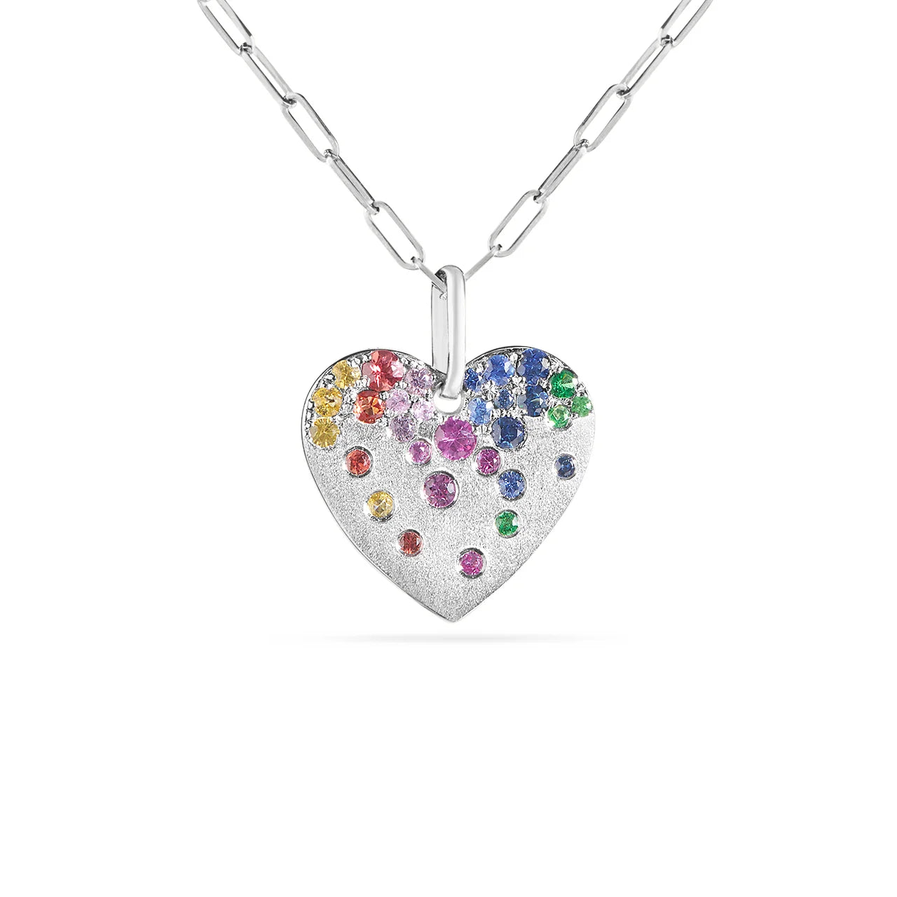 Rainbow Confetti Heart Necklace