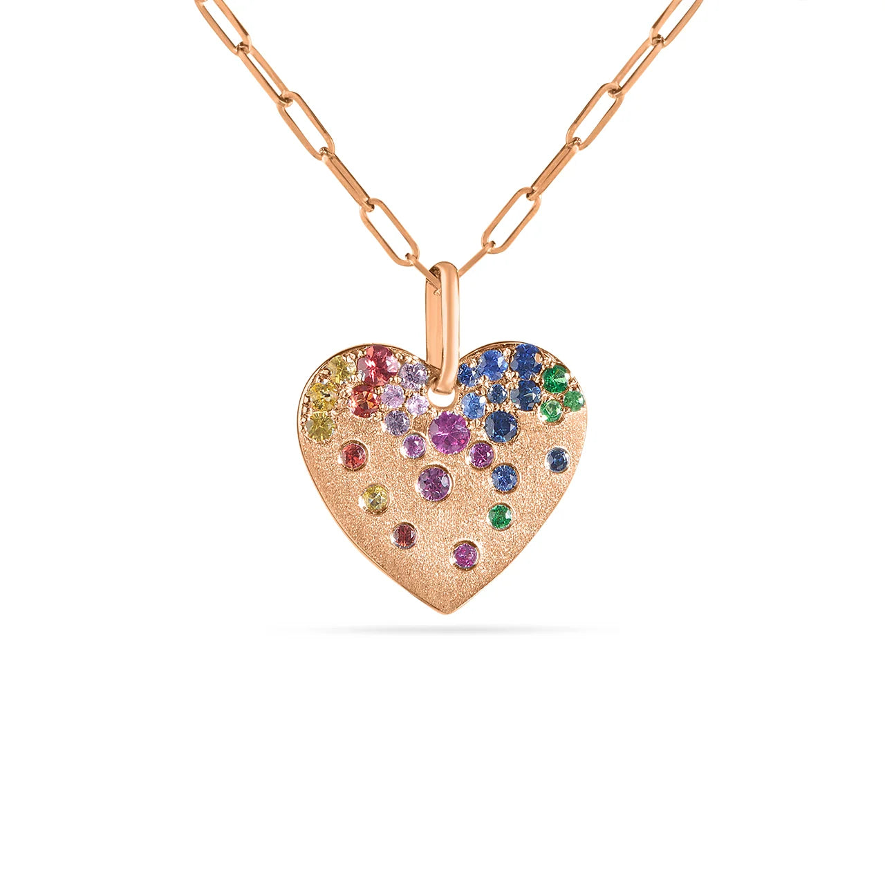 Rainbow Confetti Heart Necklace