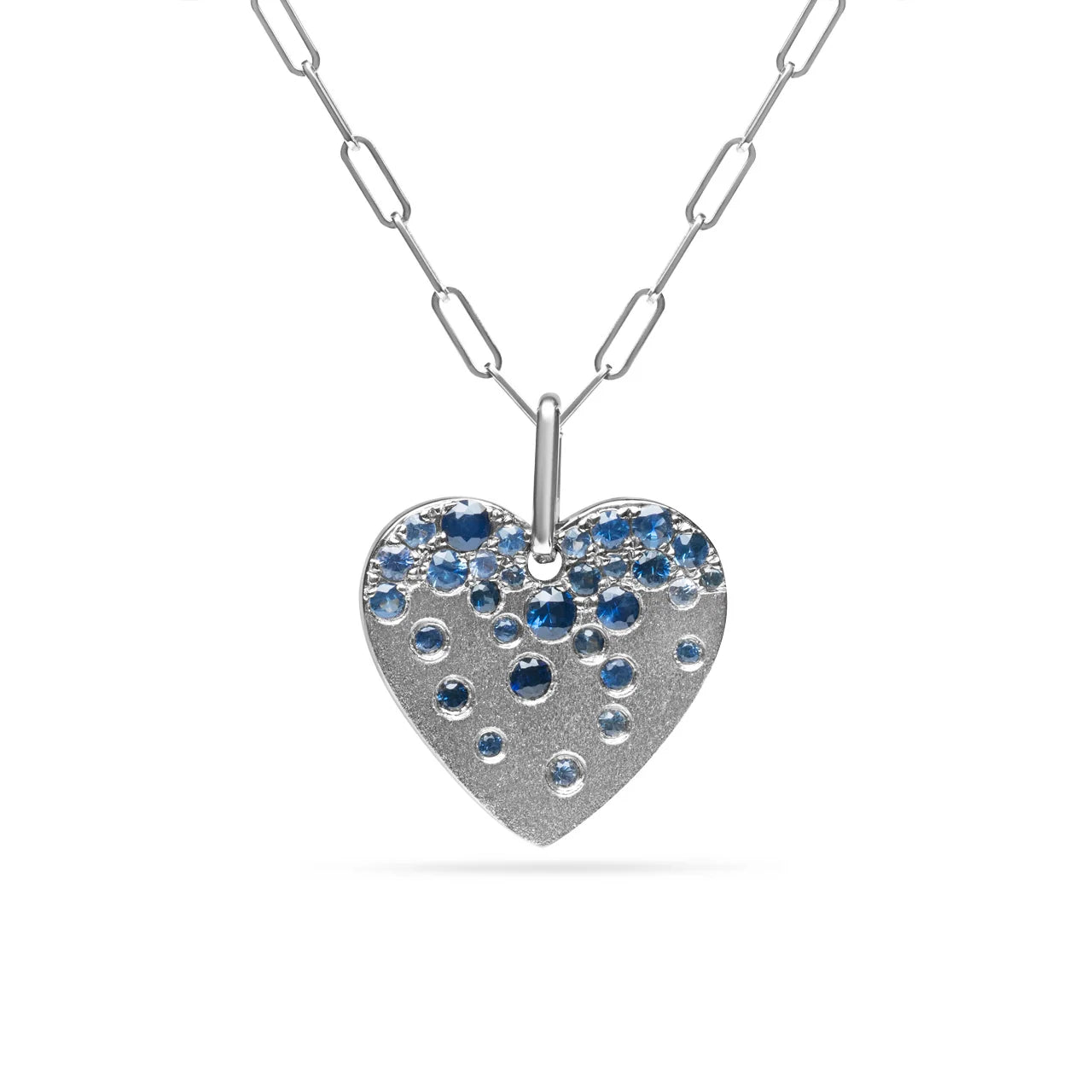 Sapphire Confetti Heart Necklace