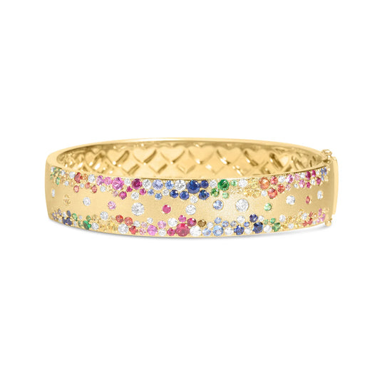 Rainbow Sapphire & Diamond Confetti Duet Jumbo Bangle