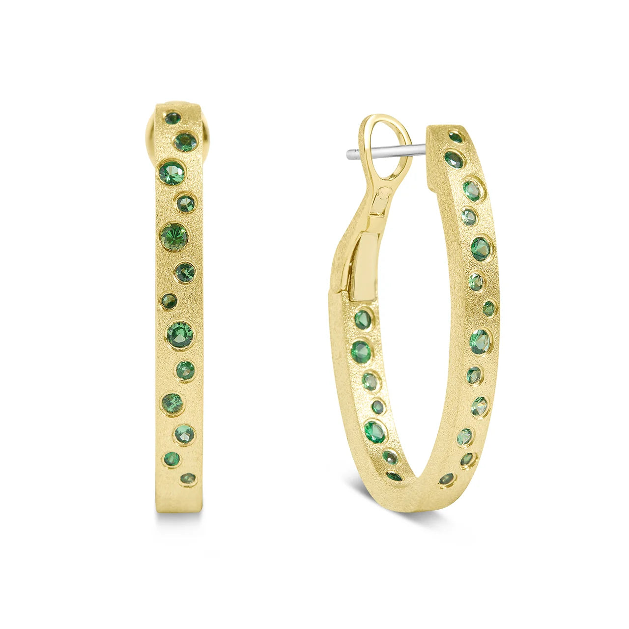 Tsavorite Scatter Oval Hoop Earring