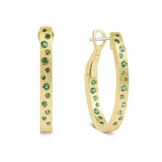 Tsavorite Scatter Oval Hoop Earring