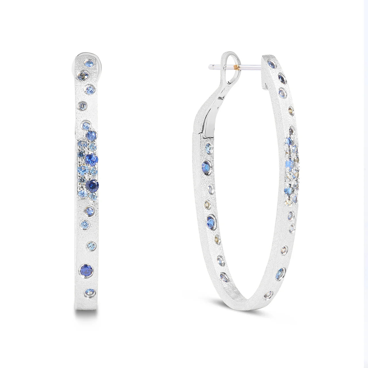 Sapphire Confetti Oval Hoop Earring