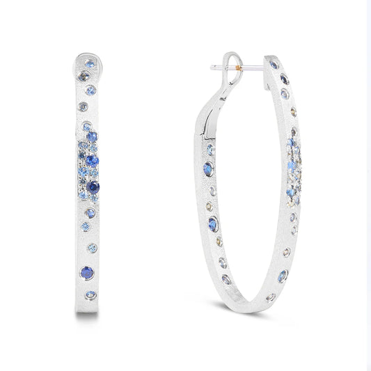 Sapphire Confetti Oval Hoop Earring