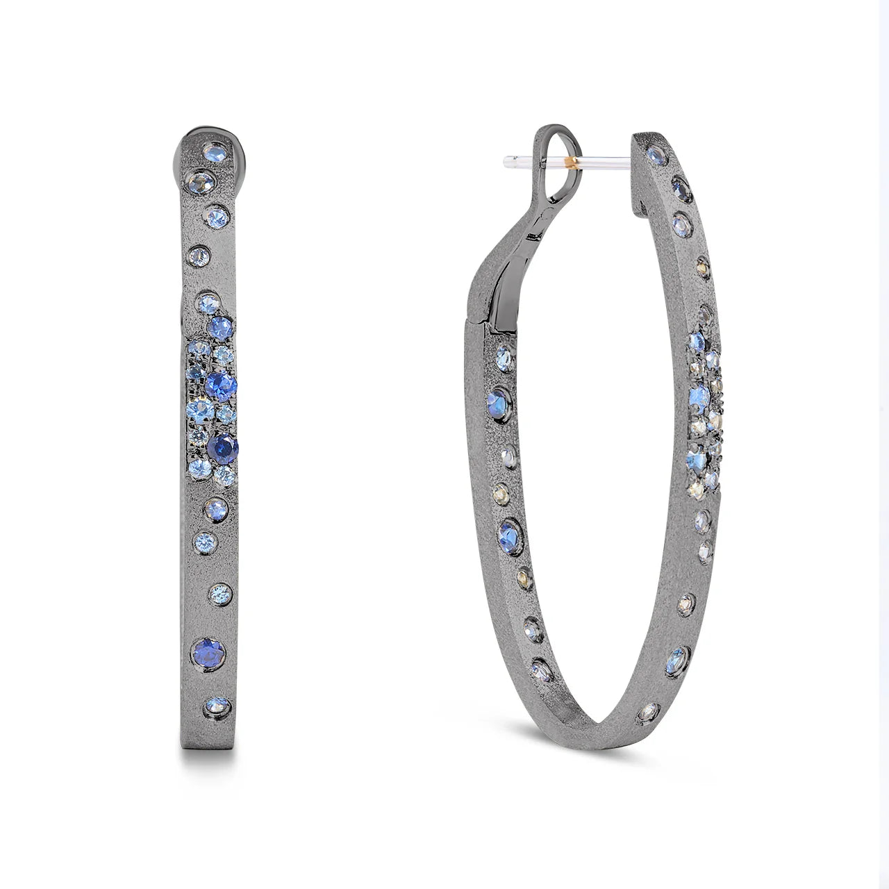 Sapphire Confetti Oval Hoop Earring