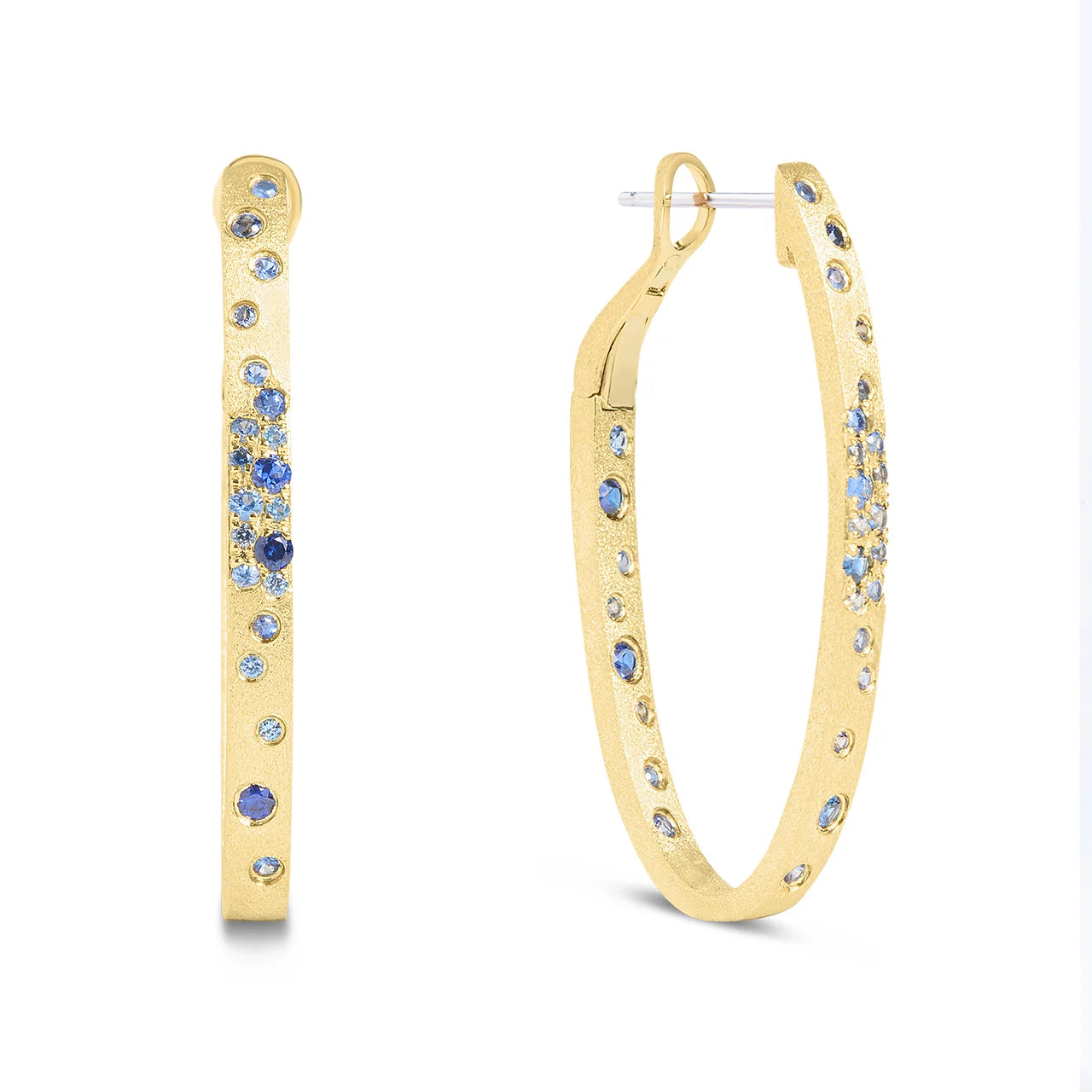 Sapphire Confetti Oval Hoop Earring