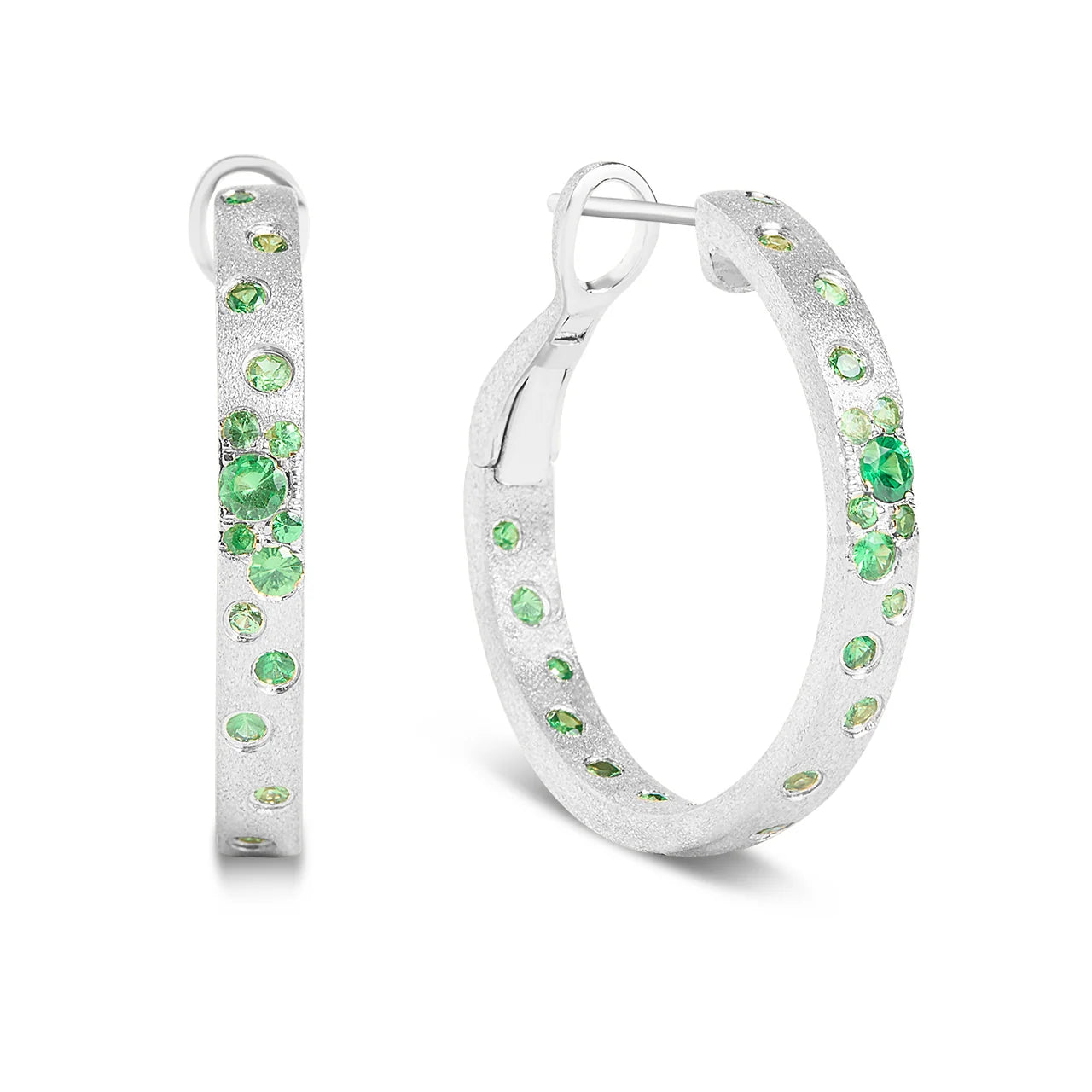 Tsavorite Confetti Round Hoop Earring