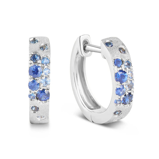 Sapphire Confetti 3.1mm Wide Huggie Earring