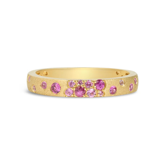 Pink Sapphire & Ruby Confetti Stackable Band