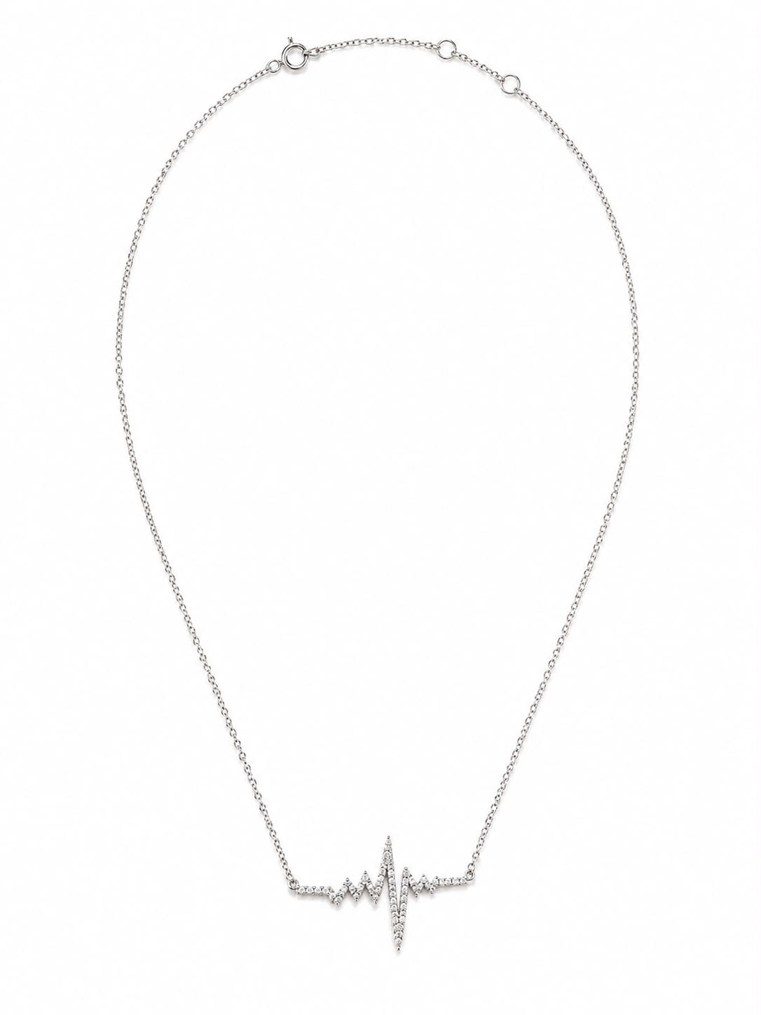 14K White Gold Heart Beat Necklace