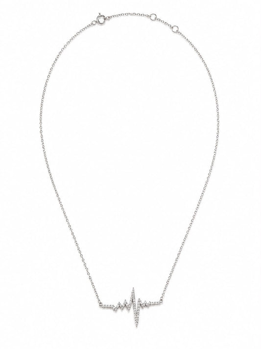 14K White Gold Heart Beat Necklace
