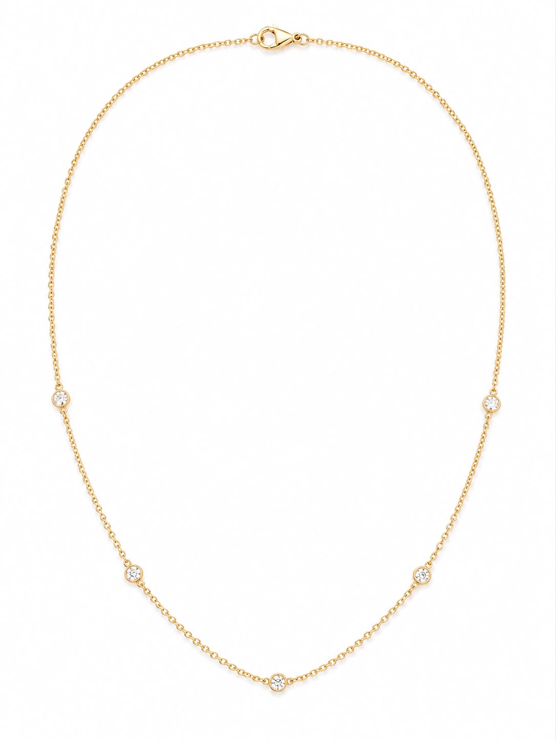 14K Yellow Gold Necklace with 5 Diamonds