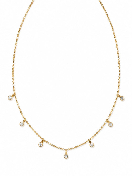 14K Yellow Gold Necklace with 7 Diamonds
