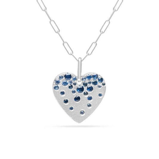 Sapphire Confetti Heart Necklace